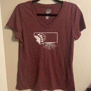 Women's Maroon Graphic V-Neck T-Shirt